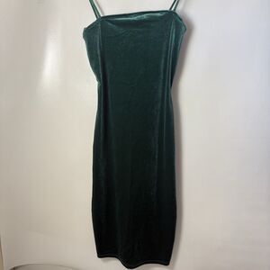 Y2K Velvet Glitter Dress Women's Juniors Large Whimsygoth Fairy Grunge 90s Green